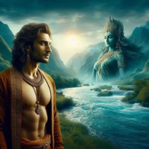 Shantanu, the scion of the Kuru dynasty, encountered the celestial river goddess Ganga in epic mahabharata